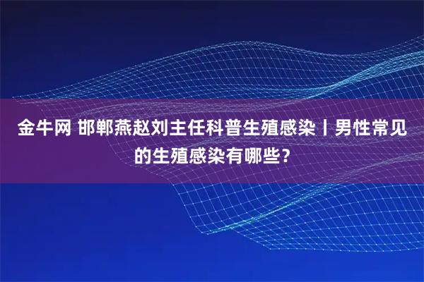 金牛网 邯郸燕赵刘主任科普生殖感染丨男性常见的生殖感染有哪些？